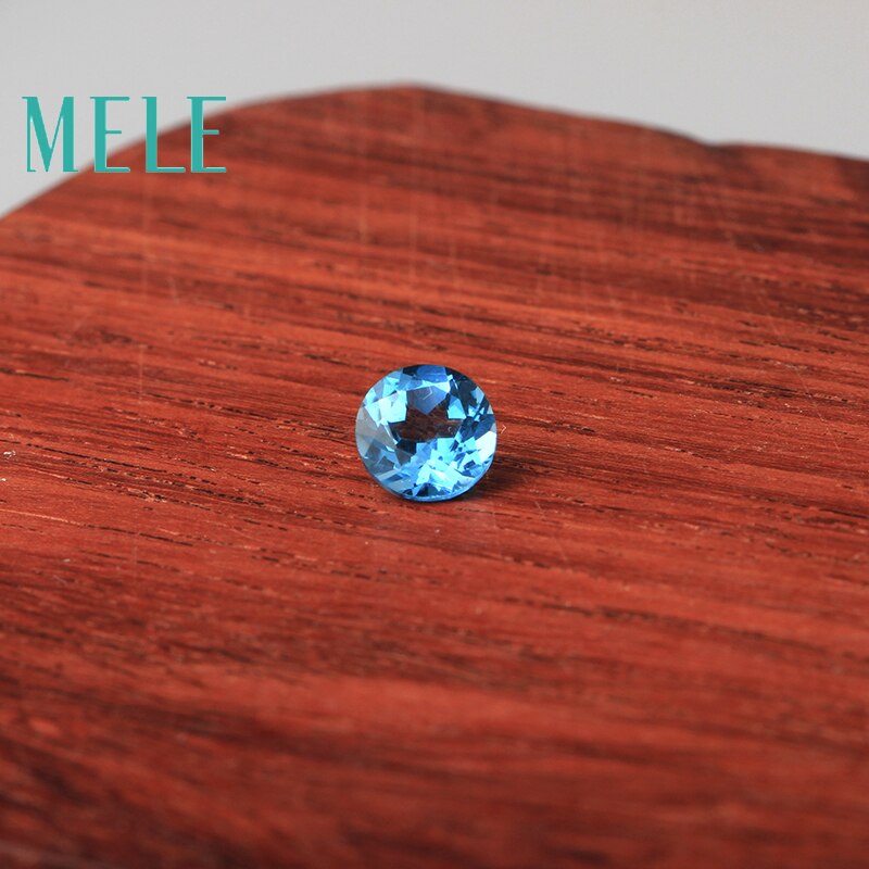 MELE Natuurlijke Blue topaz voor sieraden maken, Heldere 6mm ronde cut loose gemstone, Sieraden met steen