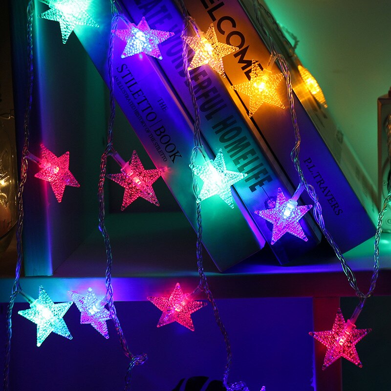 Kerst Decoratie 3M Led Ster Licht Strings Fairy Lights Twinkle Slingers Batterij Aangedreven Navidad Kerst: star colourful / 1.5m 10led