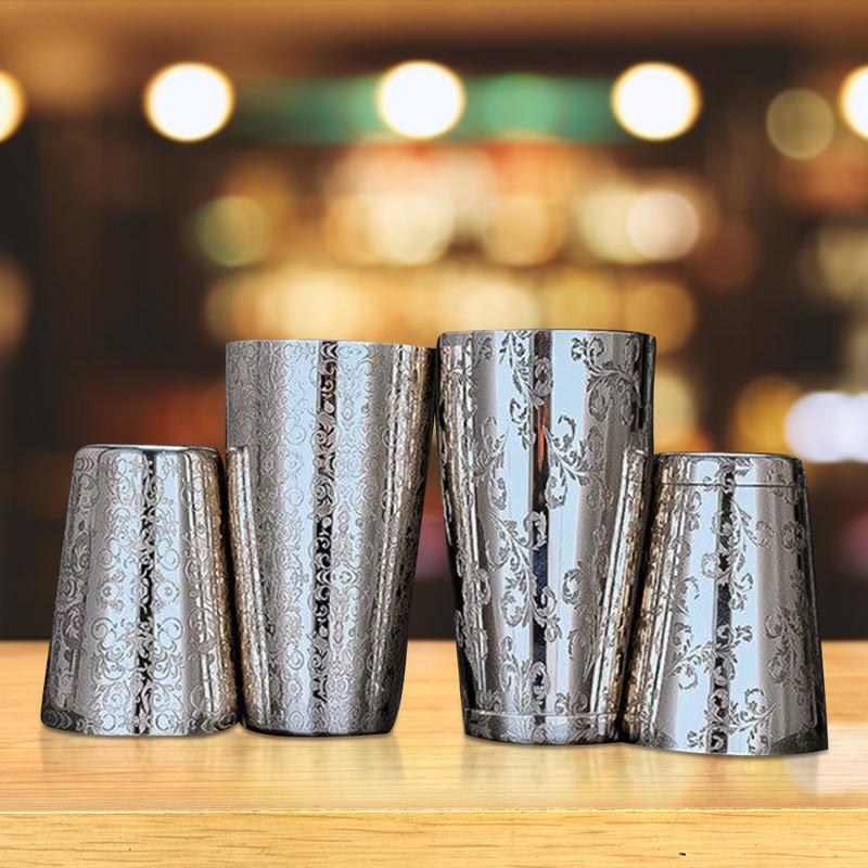 2pcs Boston Shaker Cocktail Shaker Set Graveren Ontwerpen Rvs boston shaker Mengen Drinken Barman Bar Tool