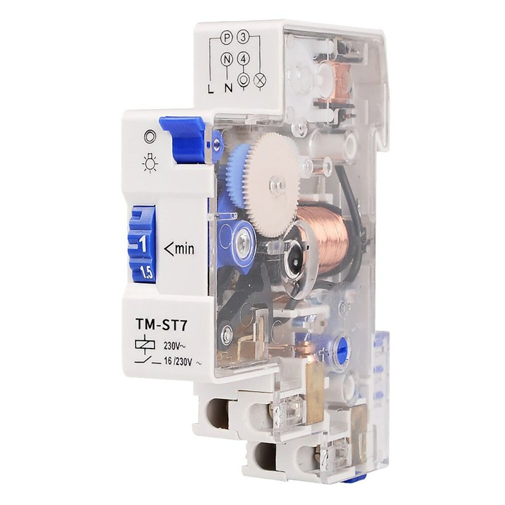 230V AC 7 Minutes Mechanical Timer 18mm Single Module Din Rail Staircase Timer Time Switch Timer Clock