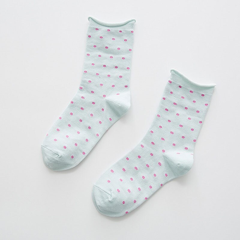 Efterår vinter søde damestrømper kvinder løse retro afslappet stil polkaprikkede sokker harajuku kvindelige sox: 5