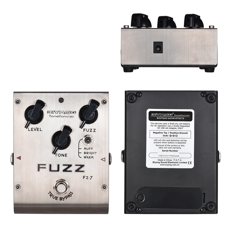 Pedal de guitarra con efecto Fuzz BIYANG FZ-7, serie Tonefacier, 3 modos, Pedal de guitarra Fuzz, carcasa totalmente de Metal