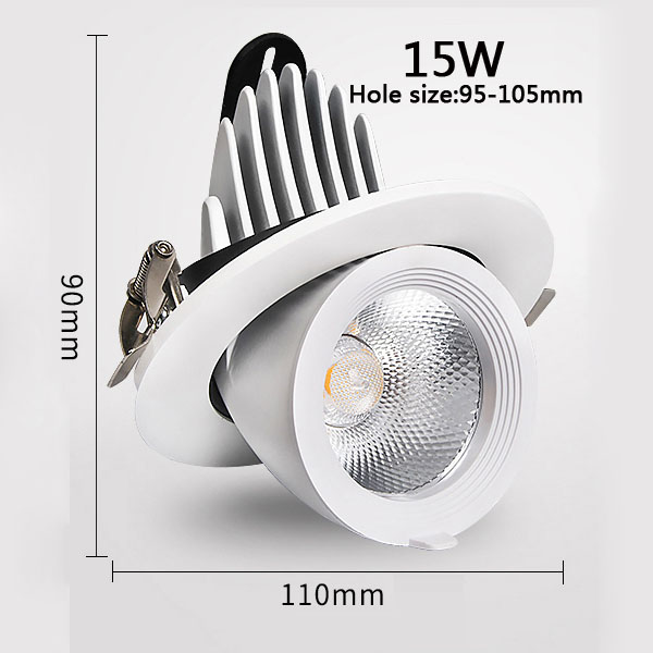 Led cob downlight indbygget lys 360 grader justerbar vinkel 5w 12w 20w 30w 40w spotlampe stue kontor indkøbscenter bar  ac110-240v