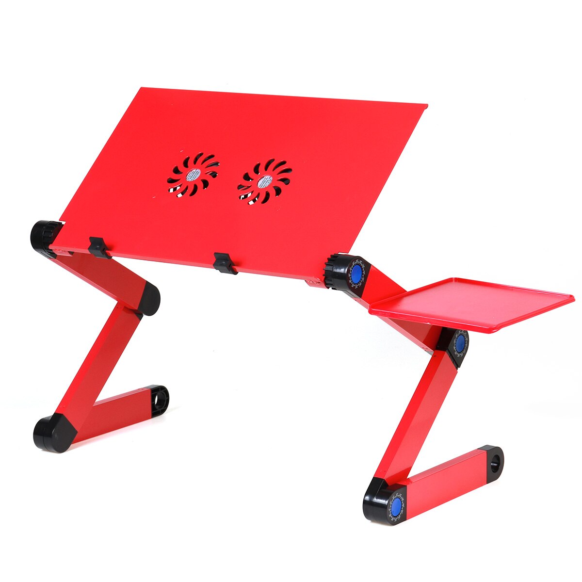 Multifunctionele ergonomische laptoptafel voor bed, draagbare bank, opvouwbare laptopstandaard, schoottafel voor notebook met muismat: Rood
