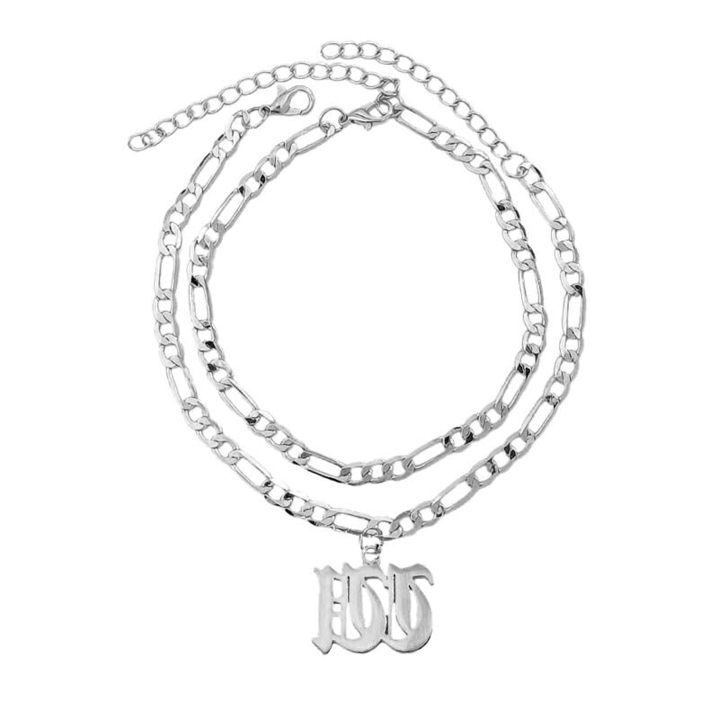 Flatfoosie-tobillera con inicial de letra S-Z para mujer, pulsera tobillera con letras del alfabeto, Color plateado, joyería Bohemia para pie de playa: W