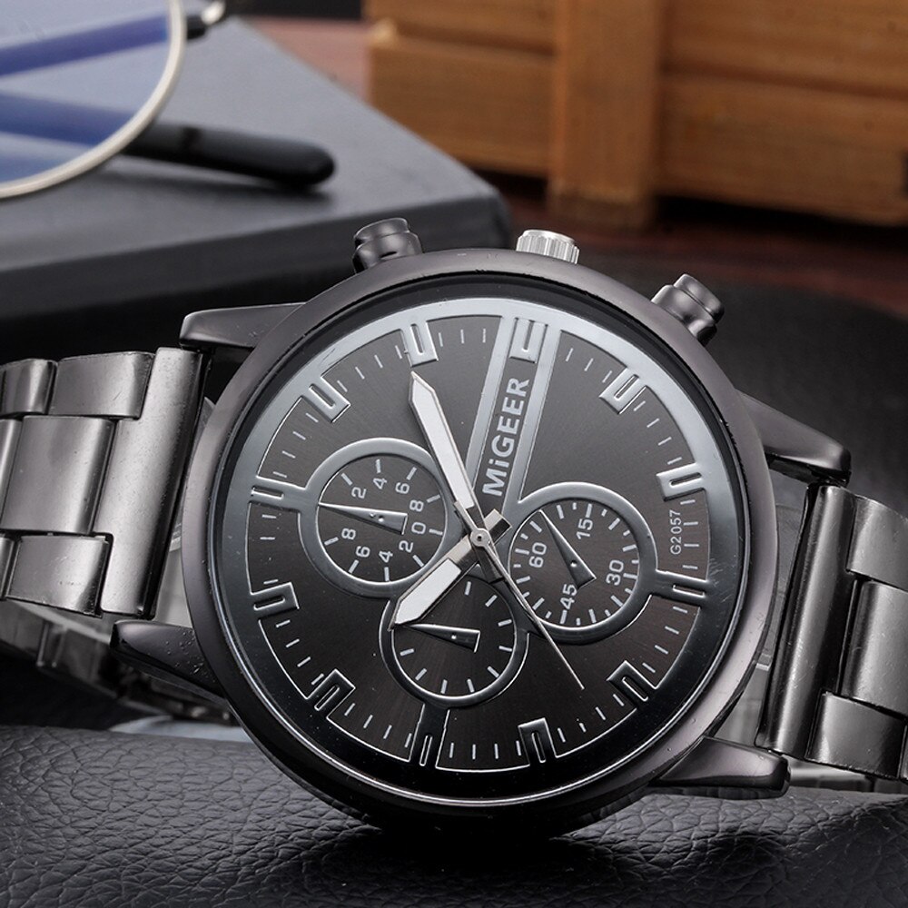 Часы Mode Luxe Heren Horloge Crystal Rvs Analoge Quartz Horloge Mannen Business Relogio Masculino Reloj