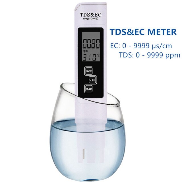 Bærbar digital ph meter 0.00-14.0 ph tester tds & ec meter termometer 0-9999us/cm 0-9999 ppm 0.1-80.0 graders vandkvalitetsmonitor: Tds meter