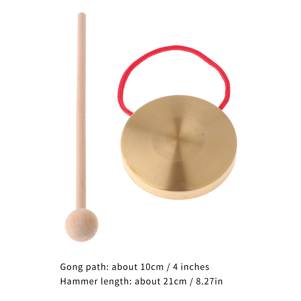 21cm Hand Hand Gong Copper Cymbals with Wooden Stick for Band Rhythm Chapel Opera Percussion Traditional Chinese Musical Folk
