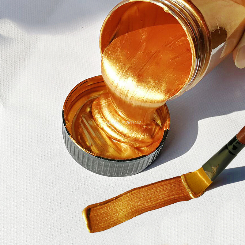 60ml Gold Paint Metallic Acrylic Paint Waterproof and Colorfast for Statue Tinting DIY Handmade Clothes Painted Graffiti Paints