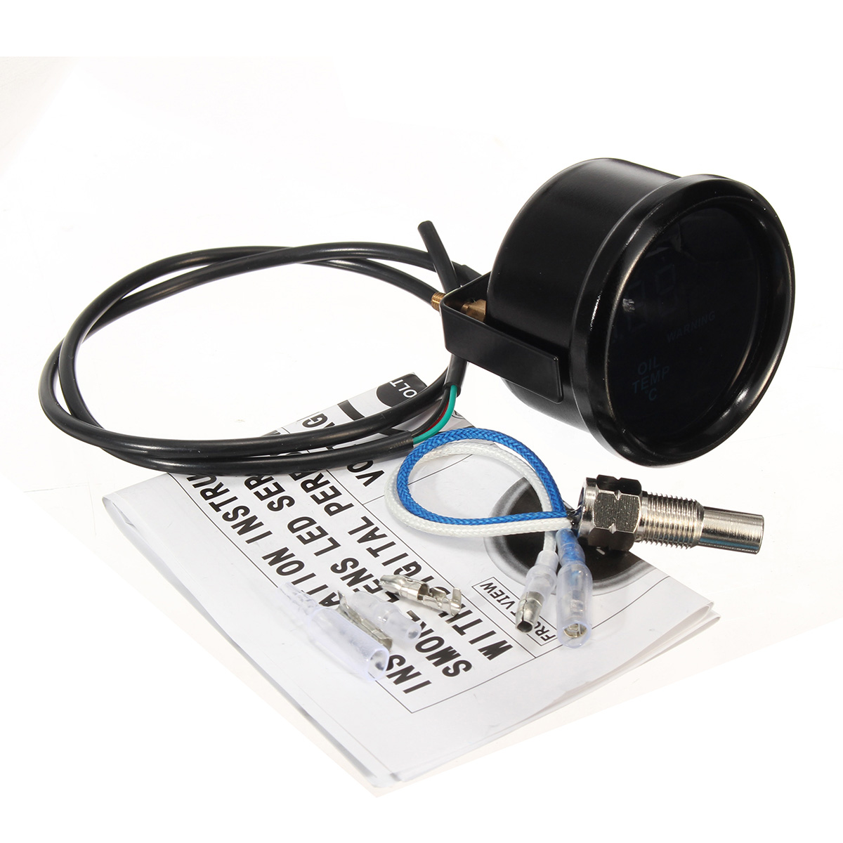 12v 2 tommer 52mm 20-140 oljetemperaturmåler digitalt led-display svart front bilmåler med sensor