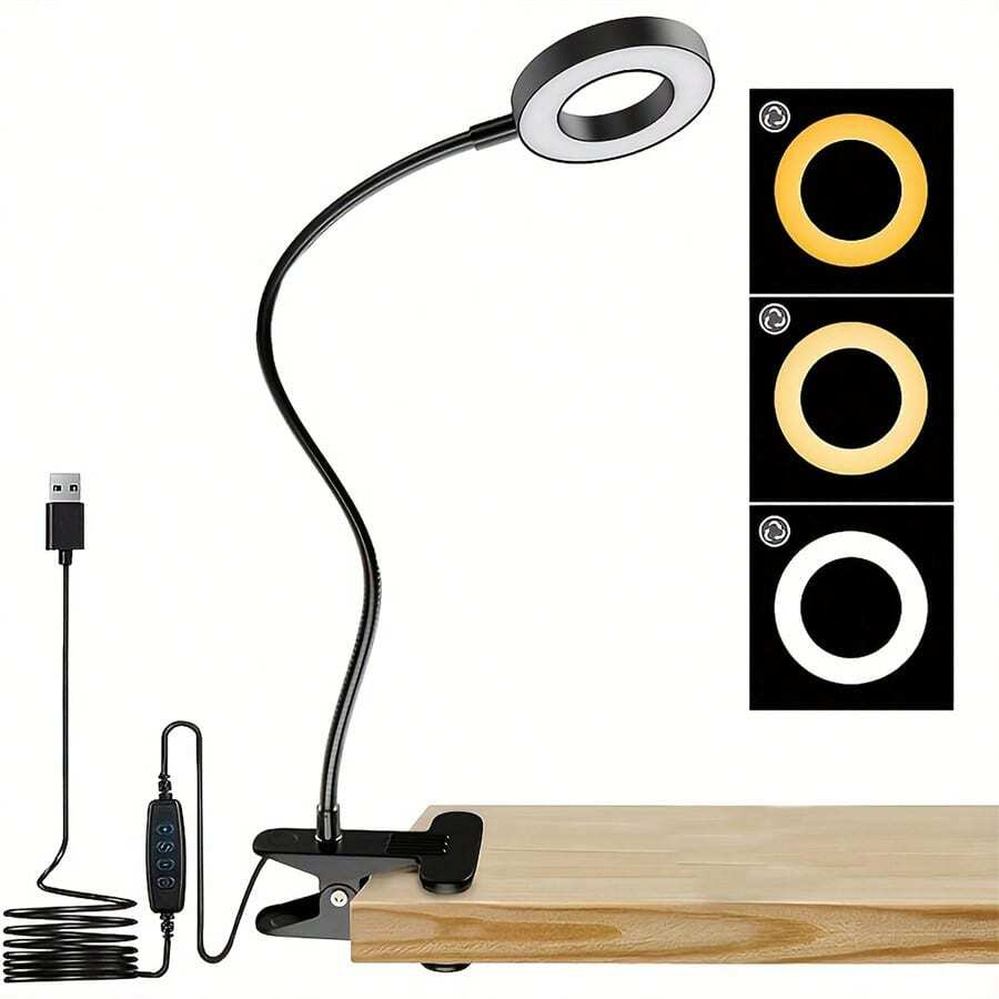 Flexibele zwanenhals ronde boeklamp Nachtlampje Boeklicht LED-leeslamp met klem 3 kleuren 23 led-kralen
