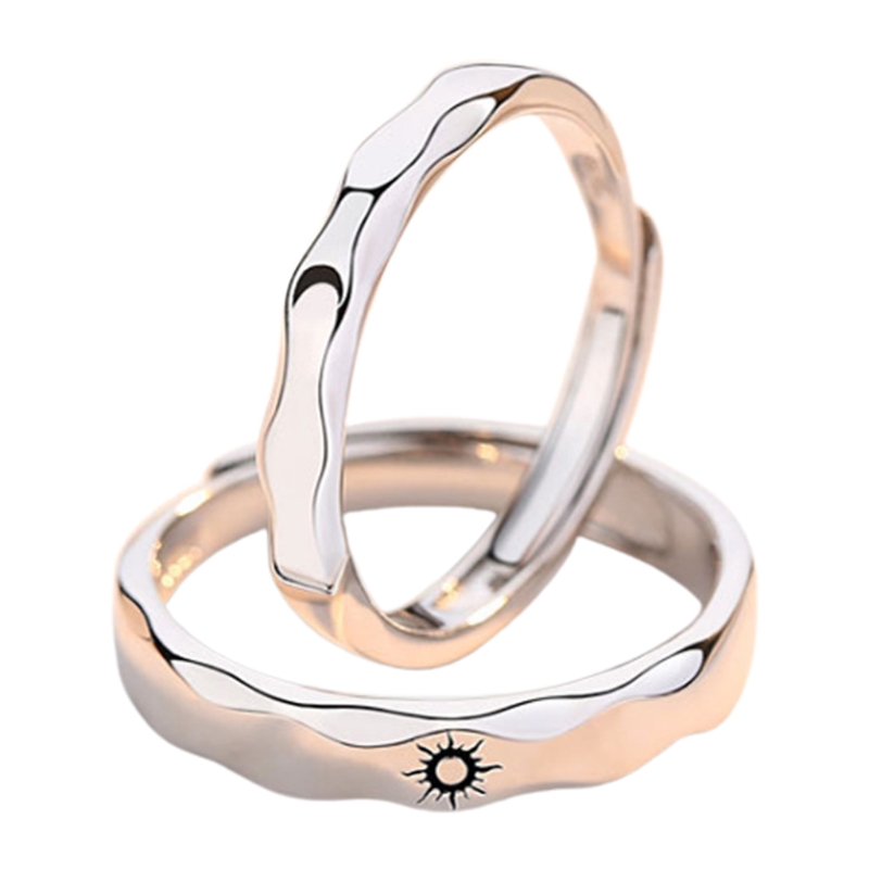 1 paio di anelli per coppie Sun Moon Lover Set promessa fedi nuziali uomo donna gioielli: B