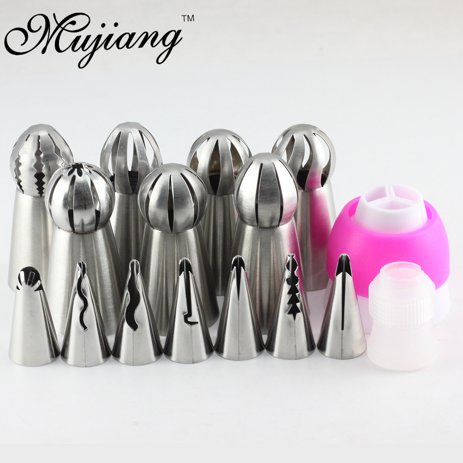 Mujiang 17Pcs Russische Sferische Bal Icing Piping Nozzles Koreaanse Stijl Pastry Tips Rvs Cake Dessert Decoreren Gereedschappen