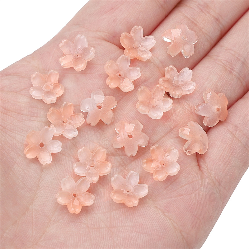 10 Uds. Cuentas sueltas degradadas de vidrio de 11mm, cuentas de flor de cerezo para hacer bricolaje, pulsera, collar, pendientes, accesorios: Oro