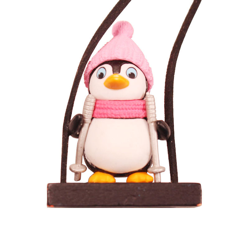 Schaukel Schlitten Pinguin Auto Anhänger Gentleman Pinguin Auto Rückspiegel Dekoration Auto Interieur Zubehör Ebene puppe Spielzeug: Blau
