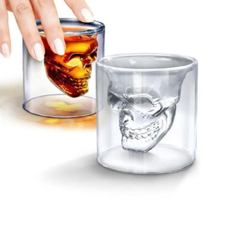 Verre à liqueur Transparent pour whisky et Tequila, , tête de crâne, drôle, fête, vin, bière, Bar,