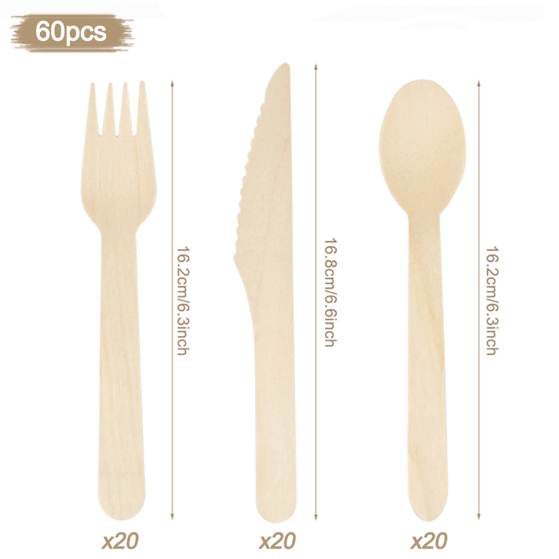 Cuchara de madera desechable, tenedor, cuchillo, juego de cubiertos, vajilla rústica para de cumpleaños y boda, suministros de decoración, cuchara para pastel y postre: Borgoña