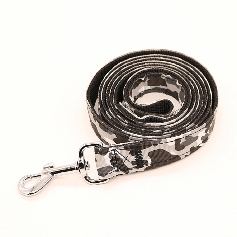 Camouflage hondenriem nylon duurzame hondenriem breedte 2.5cm hondenriem huisdier trekkoord hondenriemen voor kleine, middelgrote en grote honden: Zwart / 2.5 cm x 120cm