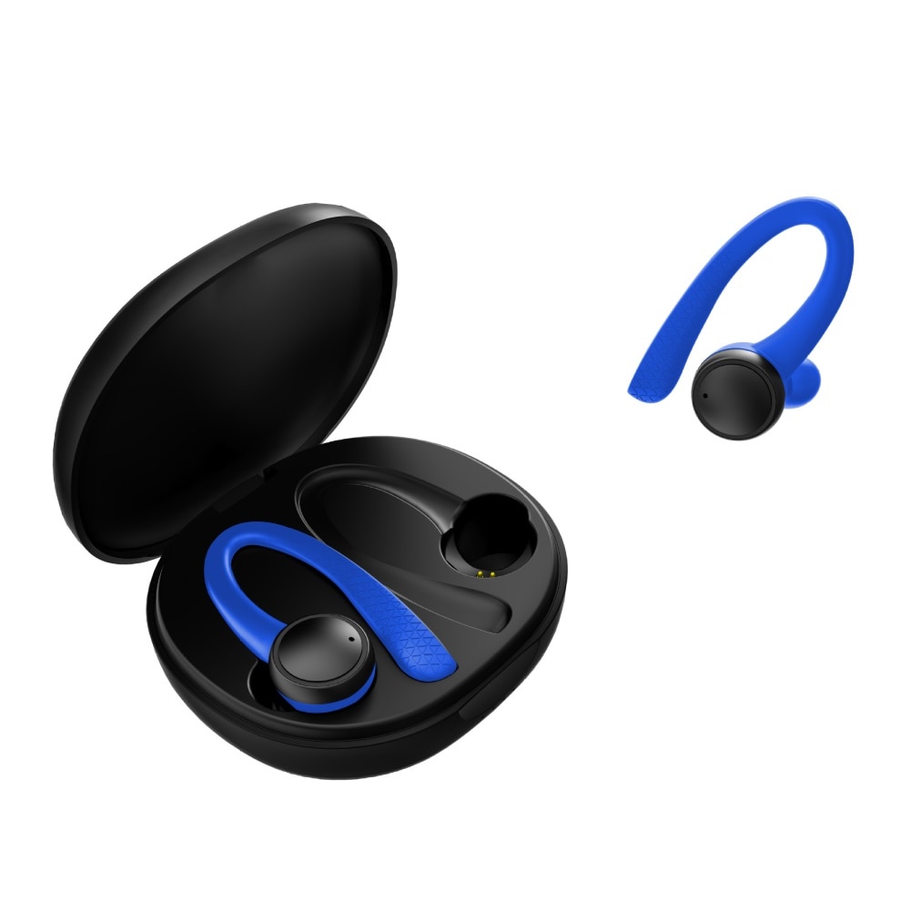 T7 pro tws trådløse bluetooth 5.0 øretelefoner musik hifi stereo sports mobiltelefon hd opkald in-ear øretelefon: Blå