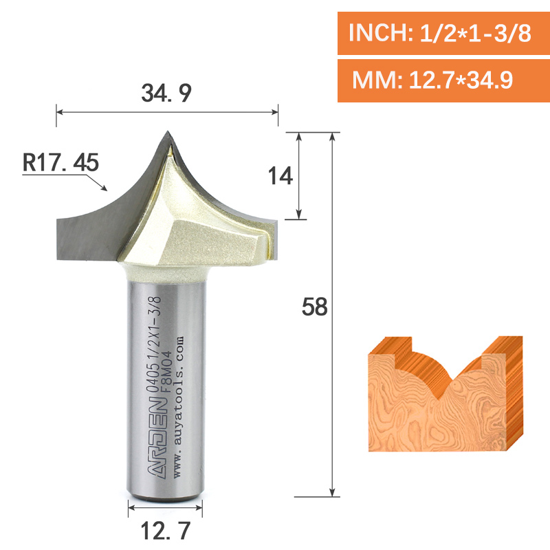 Punta de corte de punta dorada, herramienta de tallado de carburo, punta afilada para carpintería, fresa de borde de arco, broca enrutadora de grabado MDF: 24mm