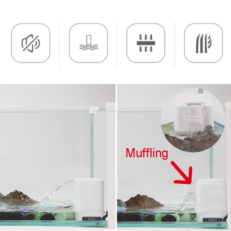 2W Aquarium Schildpad Innerlijke Filter Spons 3 In 1 Laag Niveau Mute Water Reptiel Amfibie Tank Zuiveren Water apparaat Tool