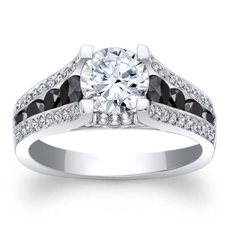 Huitan Neue Solitaire Runde Zirkonia Frauen Ringe für Braut Hochzeit Zeremonie Klassische Weiß/Schwarz Stein Ring Schmuck: 7