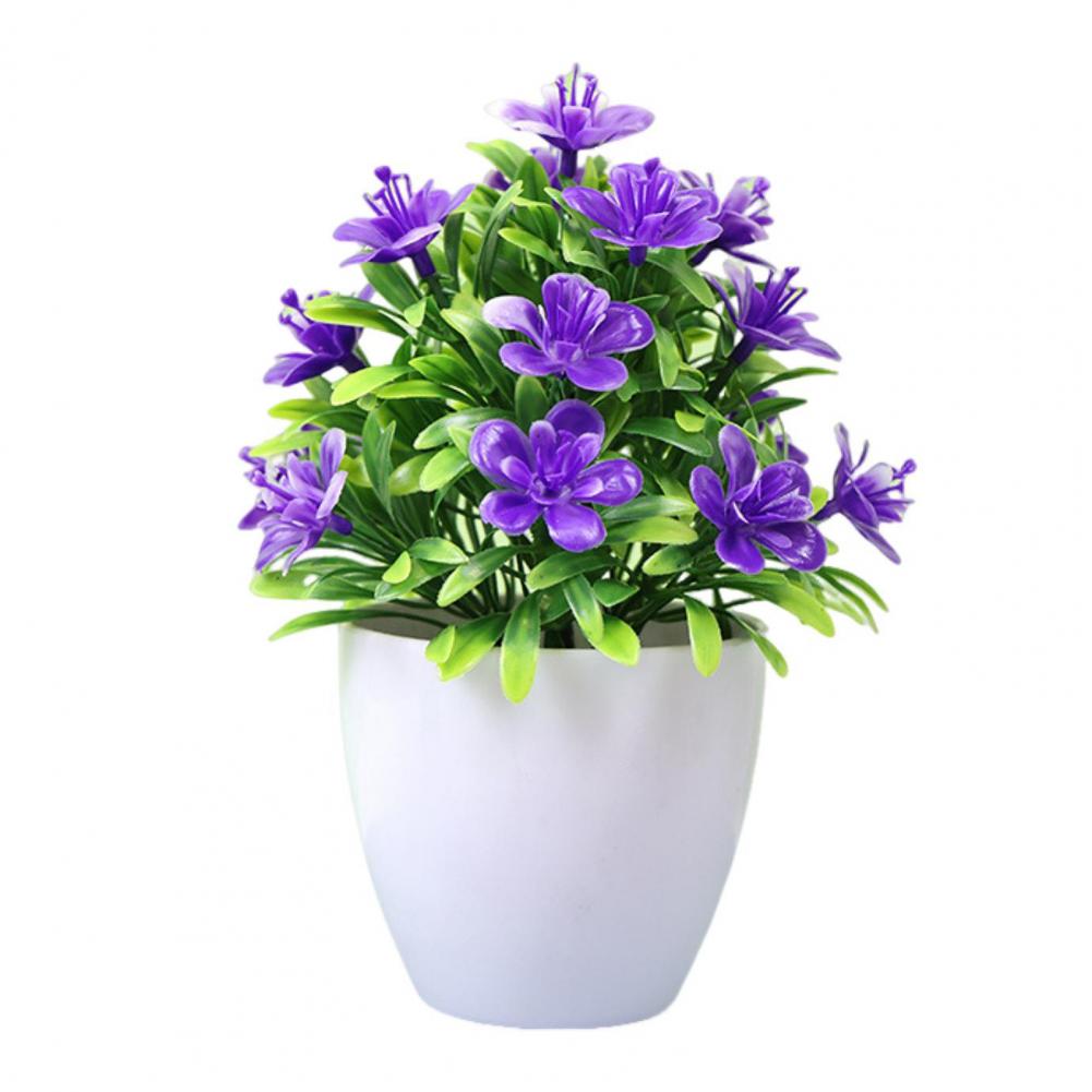 Kunstig bonsai med blomster kunstig potteplante kunstig lille træ skrivebordsdekoration til bryllup hjemmekontorskabe: Blå