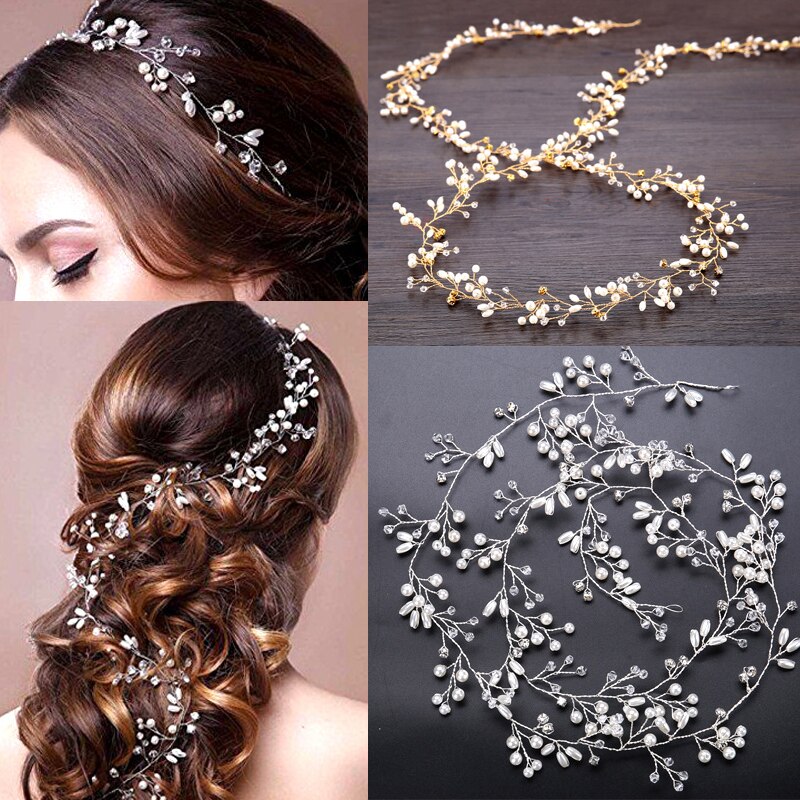 Novo feminino nupcial da dama de honra do falso pérola bandana doce elegante longo cabelo corrente festa de casamento moda decorativa headwear jóias