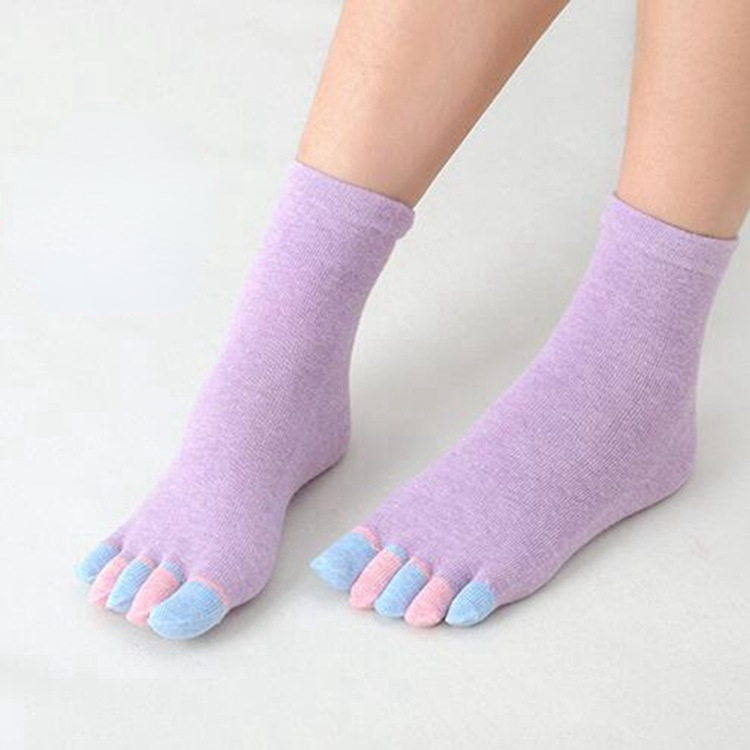 japonaise femmes drôle Kawaii orteil chaussettes Lolita cinq doigts dame fille bonbons couleurs mignon dormir chaussette pour les femmes: BLEU CIEL