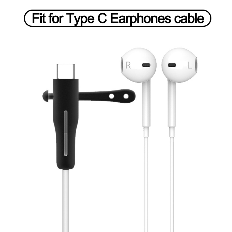 Kabel ładujący Protector do słuchawek iPhone uchwyt do kabli danych opaski do kabli winder Clip ładowarka przewód do zarządzania kablami organizer: TC Earphone-Black