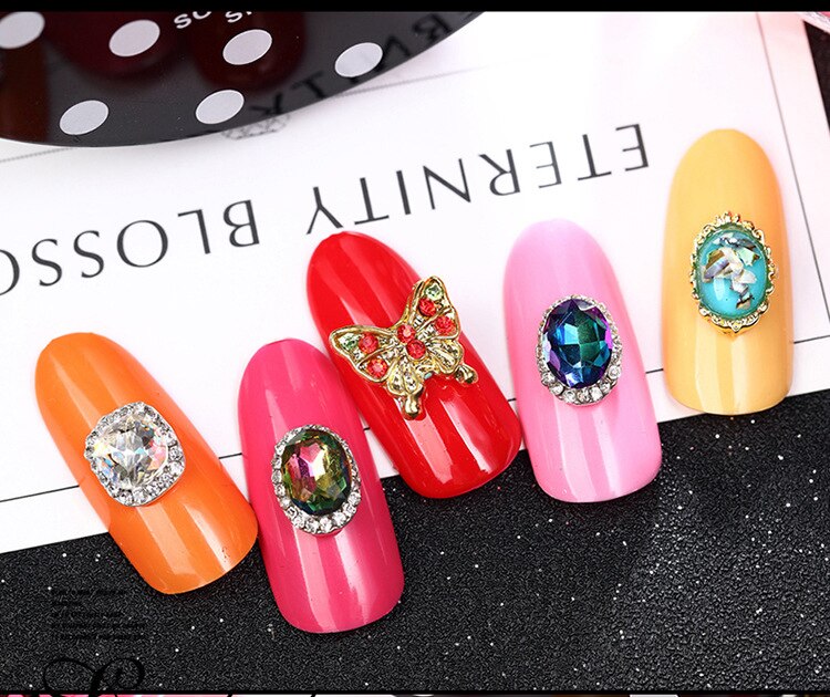10 st nyaste kristall färgglada naglar strass legering nagelkonst dekorationer diy glitter röda läppar 3d naglar smycken manikyr tillbehör