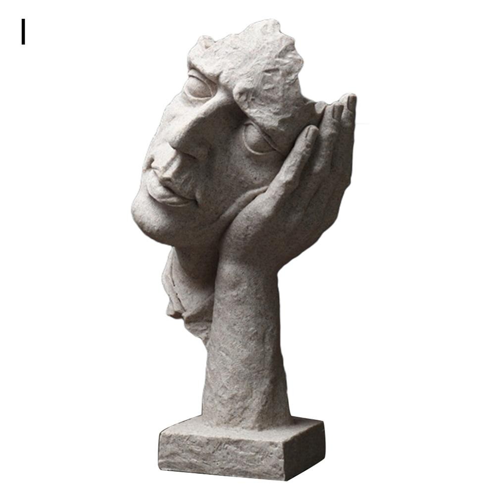 Resin Figurines Silence Is Gold Sculpture Statuette Figurine Craft Office Home Decoration Abstract Craft Modern Art Decoration: I