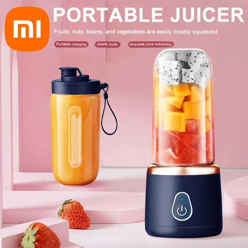 Xiaomi Draagbare Juicer Cup 400ML voor Shakes Smoothies Oplaadbare USB Reizende Fruitpers Dubbele Cup Fruitblender