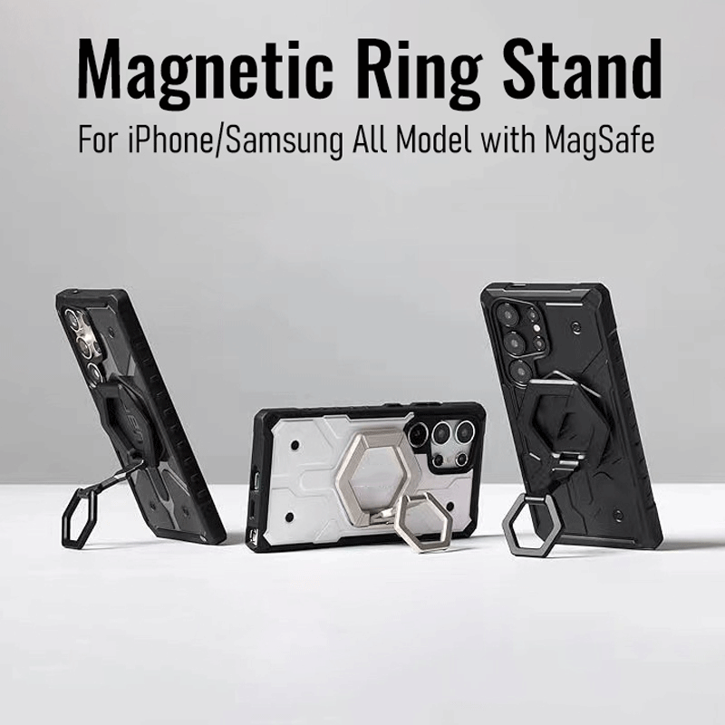 Magnetic Ring Stand for iPhone 16/15/14/13 Pro Max, Removable 360° Rotating Ring Grip & Kickstand for Galaxy S24/S23
