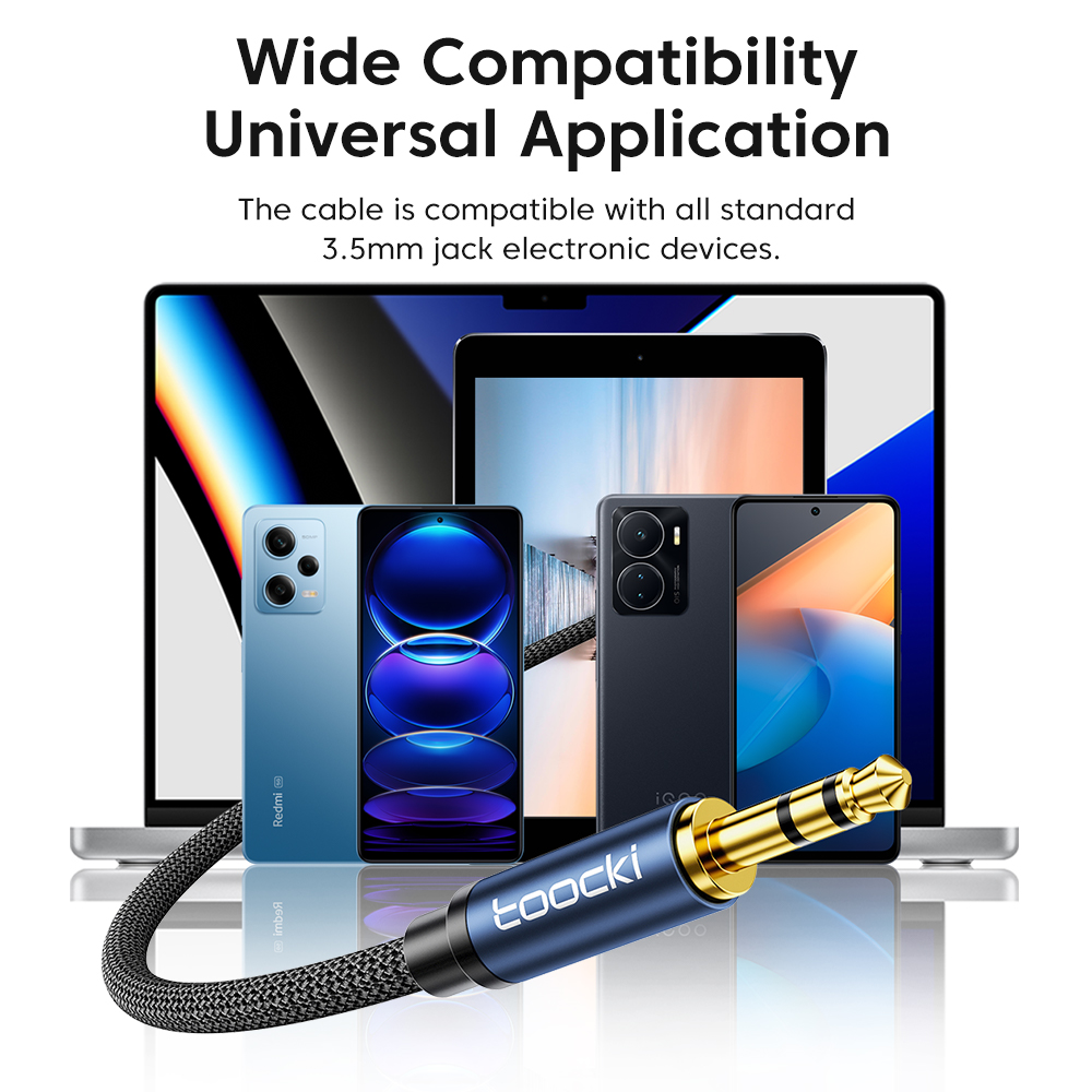 Toocki Aux Kabel Luidsprekerkabel 3.5mm Jack Audio Kabel Voor Computer Hoofdtelefoon Adapter Xiaomi Laptop HIFI Geluid Quility Kabel