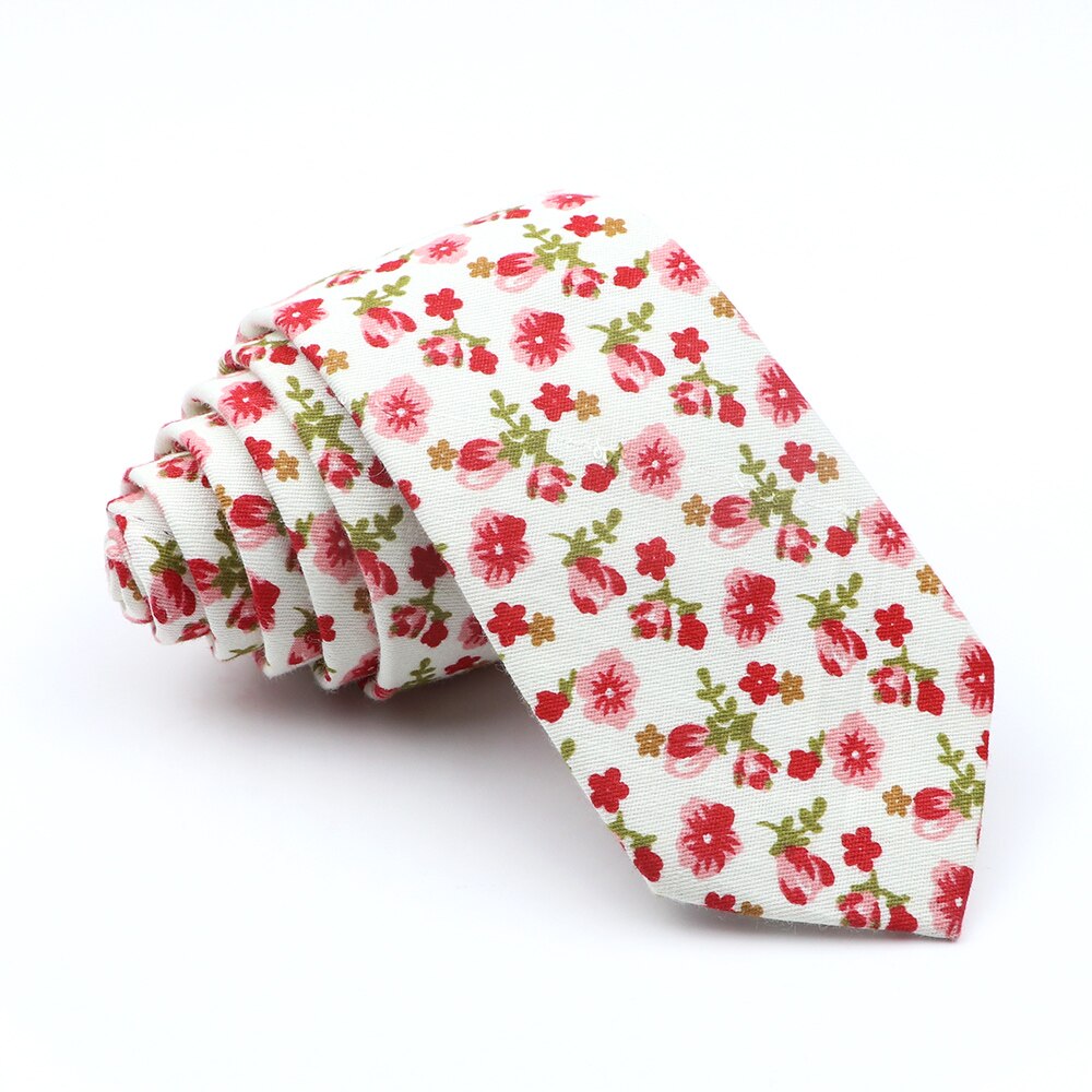 Cotton Floral Tie For Men Women Skinny Print Necktie For Wedding Casual Man's Neckties Classic Suits Flower Cravat