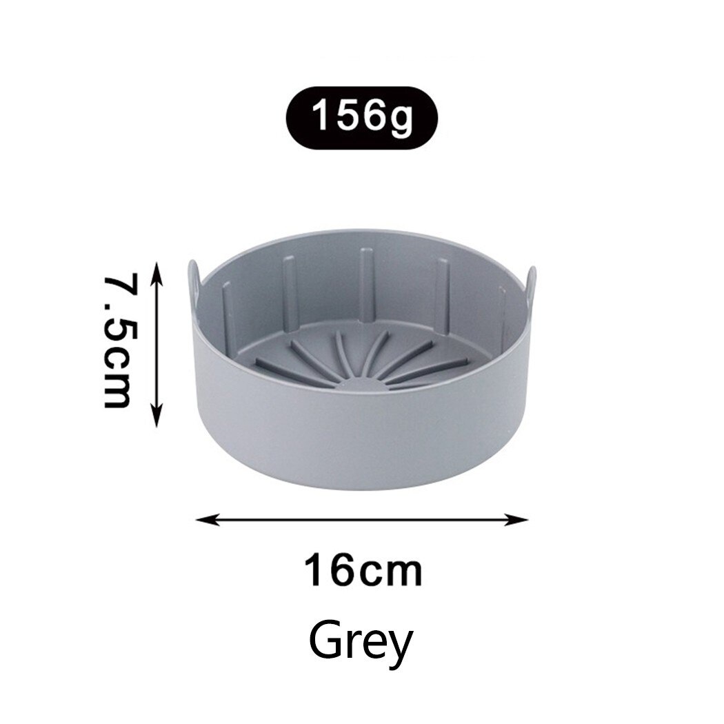 Freidora de aire de silicona, olla cuadrada, accesorios para hornear pan, pollo frito, Pizza, parrilla, bandeja de horno de repuesto para freidora de aire: Gray 16cm