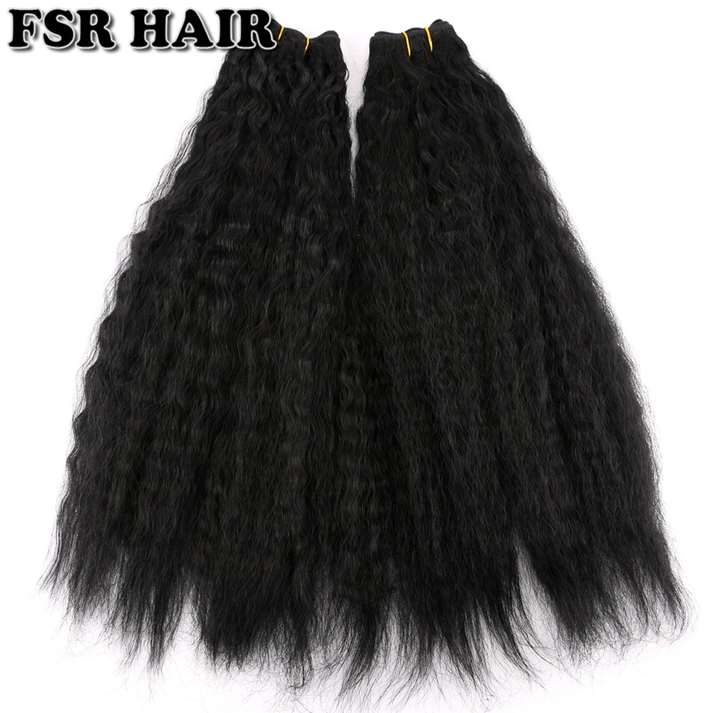 FSR 2 piezas pelo recto rizado tejido de alta temperatura paquetes de pelo rizado sintético para mujeres negras africanas