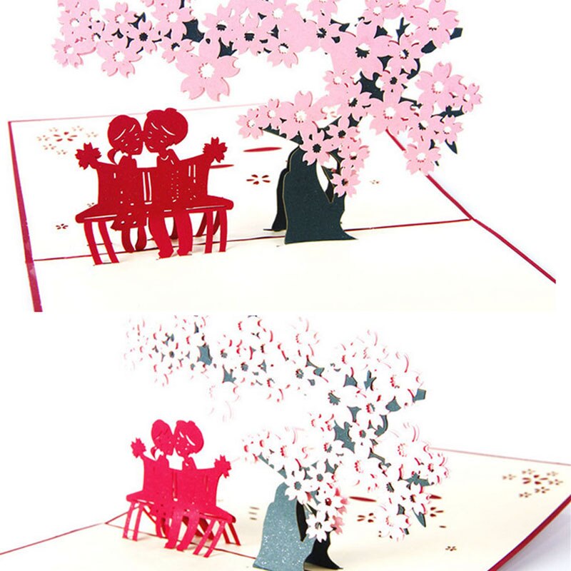 3D Pop UP Wedding Card Cherry Tree Wedding Invitations Cards Valentine Save The Date Anniversary Greeting Card Greeting Postcard