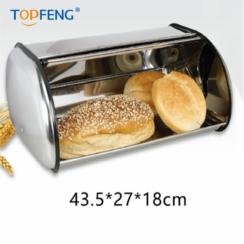 1Pc Large Stainless Steel Bread Box Storage Bin Keeper Food Kitchen Container Bread Holder