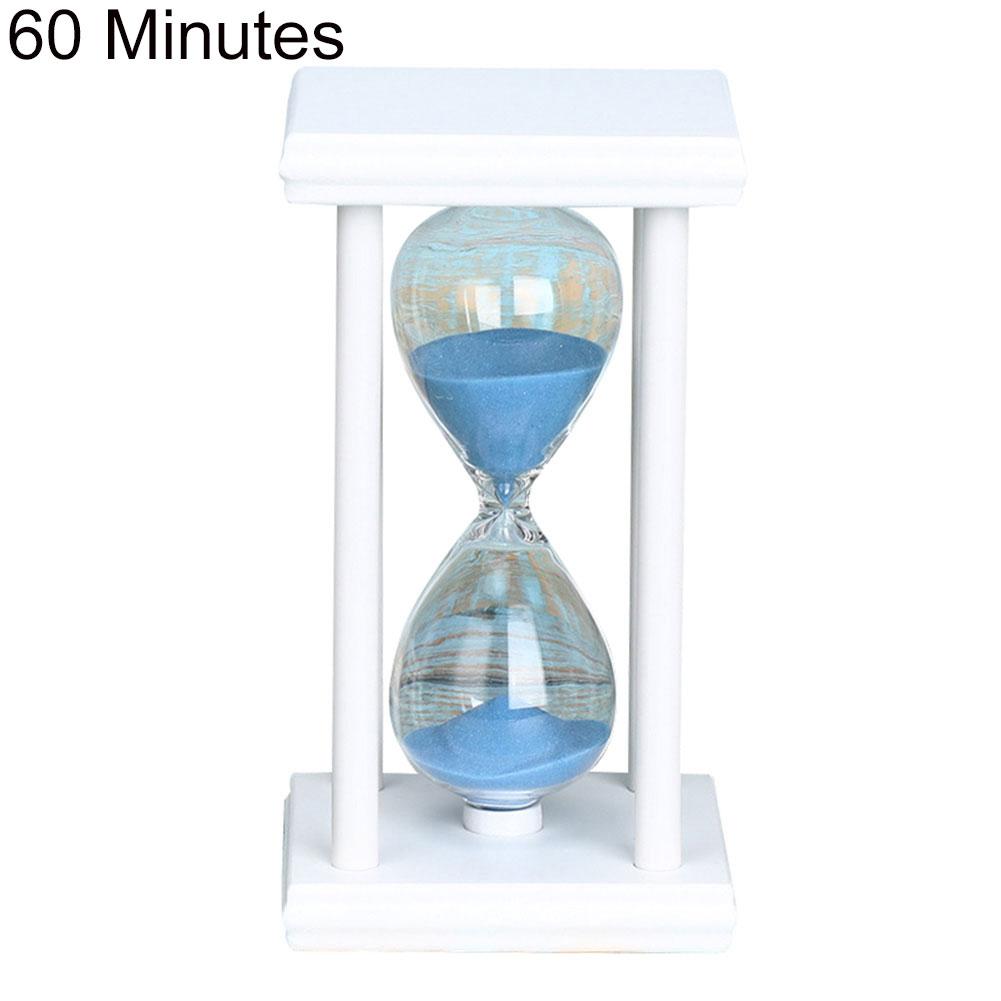 45/60Min Houten Zand Klok Zandloper Zandloper Timer Keuken School Home Decor: White Blue 60 Min