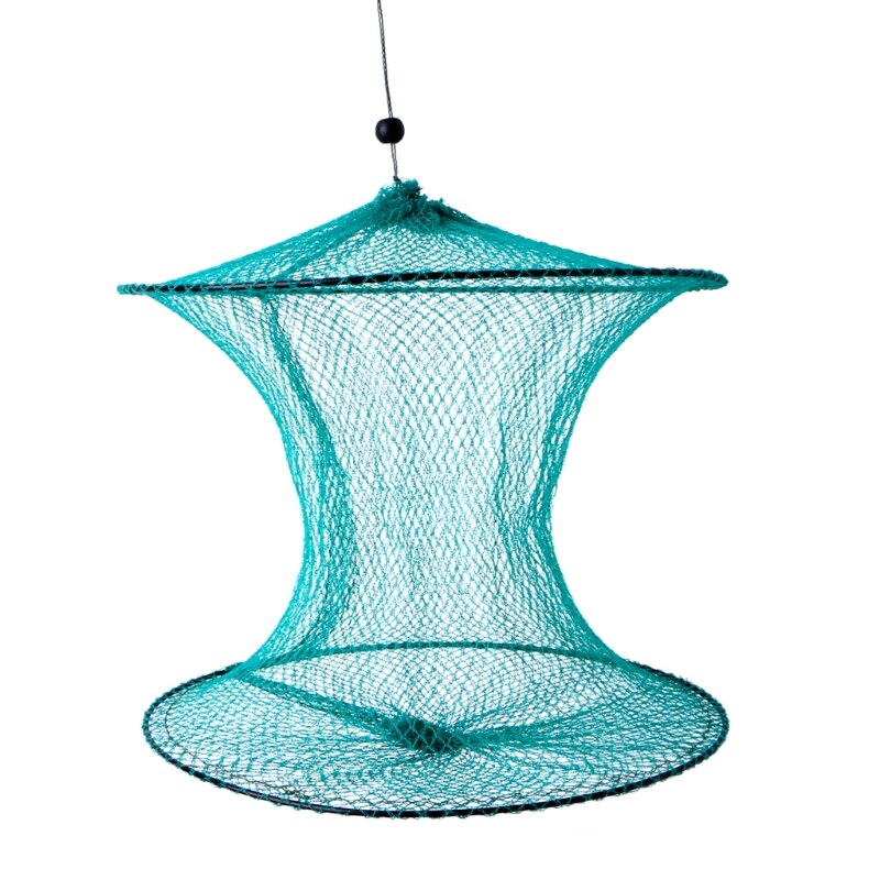 Folding Round Metal Frame Nylon Mesh Crab Crawdad Shrimp Minnow Bait Trap Cast Fish Net Fishing Landing Tackle accessory tool