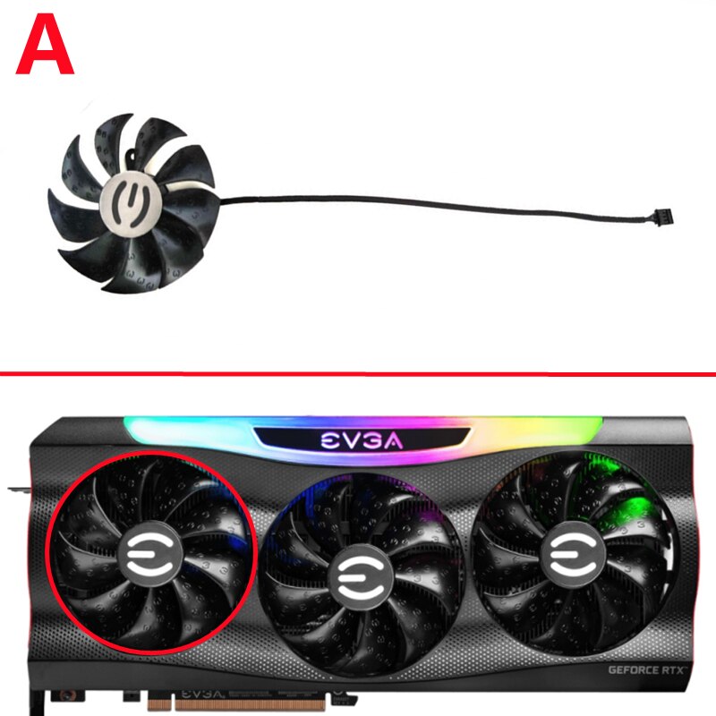 88mm 4 stift pld 09220 s 12h grafikkortsfläkt，för evgar rtx 3090 rtx 3070 rtx 3080 rtx 3080 ti grafikkort kylfläkt: A