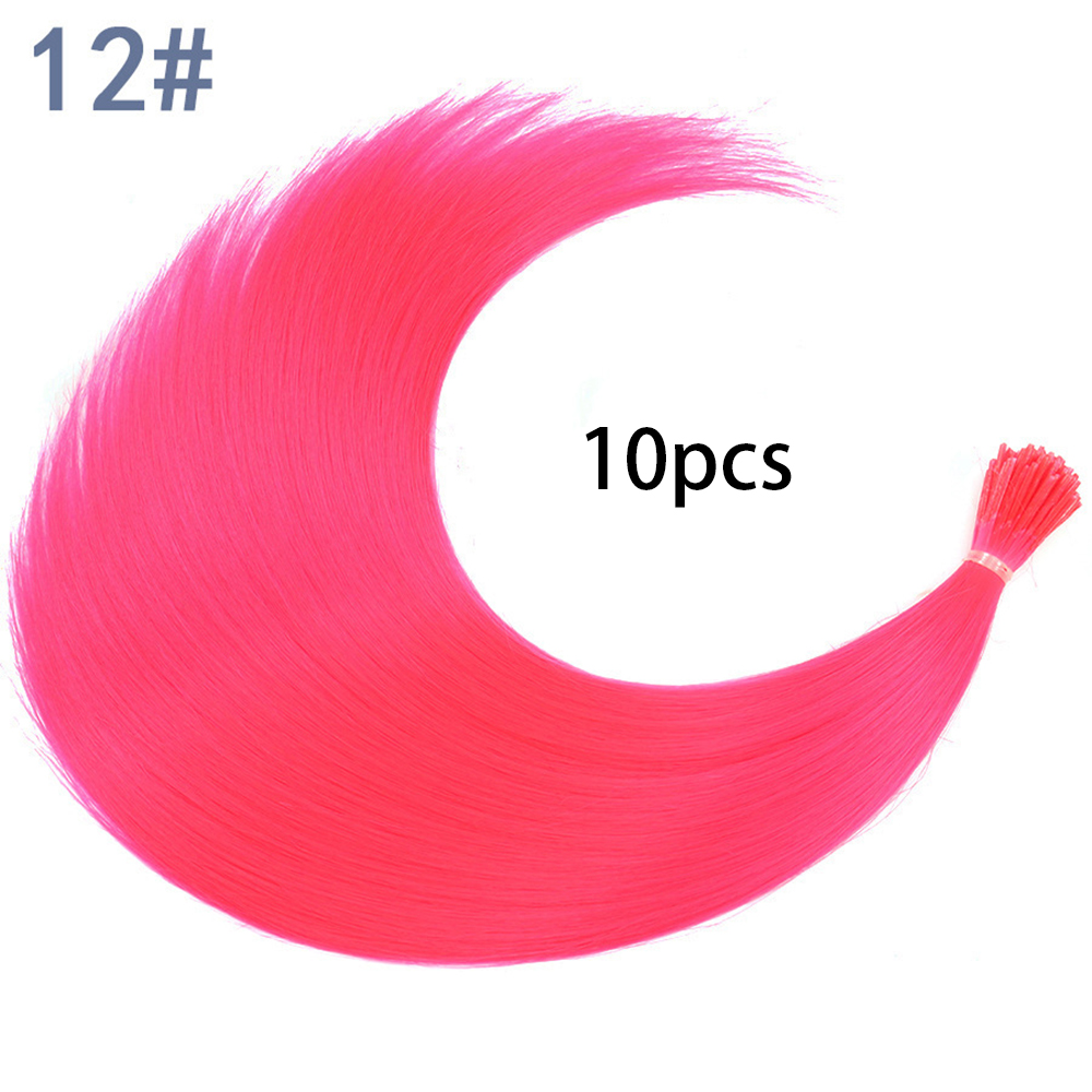 Extensiones de cabello sintético de color I-Tip Stick, pelo liso de 16 pulgadas para mujeres, alta temperatura, 10 hebras/paquete de colores: #144