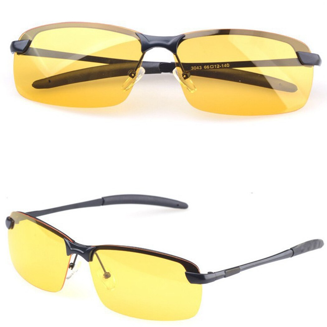 Gafas para conducir de noche antideslumbrantes, gafas Vintage de lujoso, gafas de sol de visión nocturna UV400 para hombre, gafas cuadradas sin montura