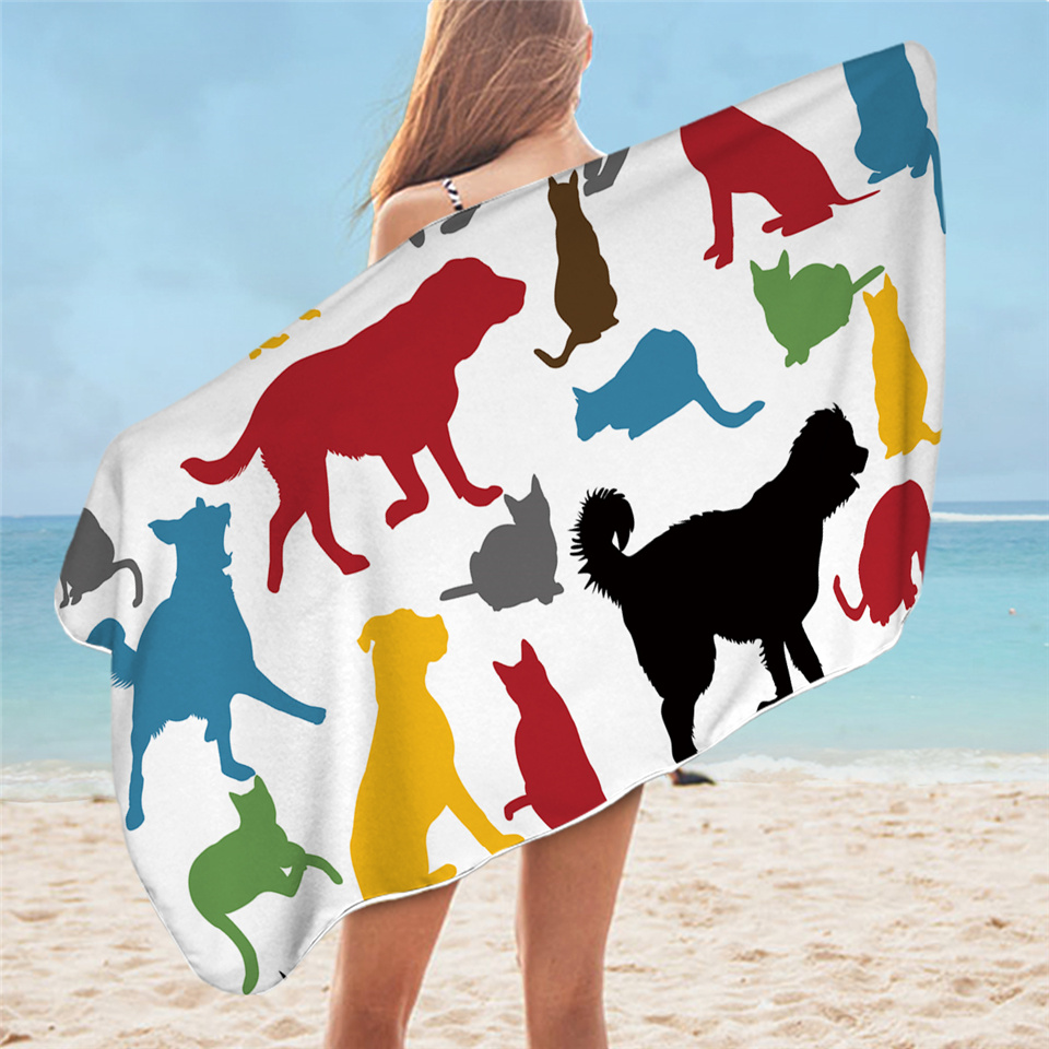 BeddingOutlet-Toalla de baño Hippie Pug para adulto, toalla de playa de microfibra con dibujos de animales, manta de Bulldog, 75x150cm: 5