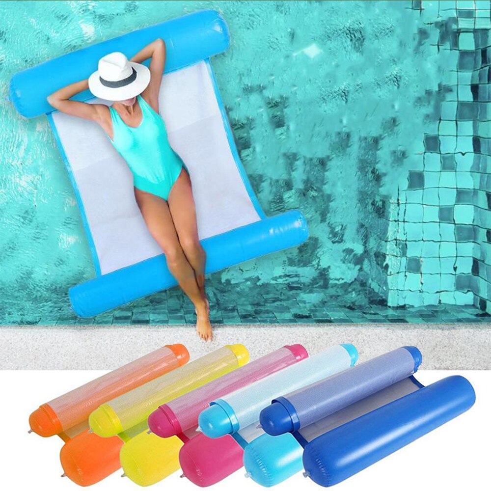 PVC Summer Inflatable Foldable Floating Row Swimming Pool Water Hammock Air Mattresses Bed Beach Water Sports Lounger Chair