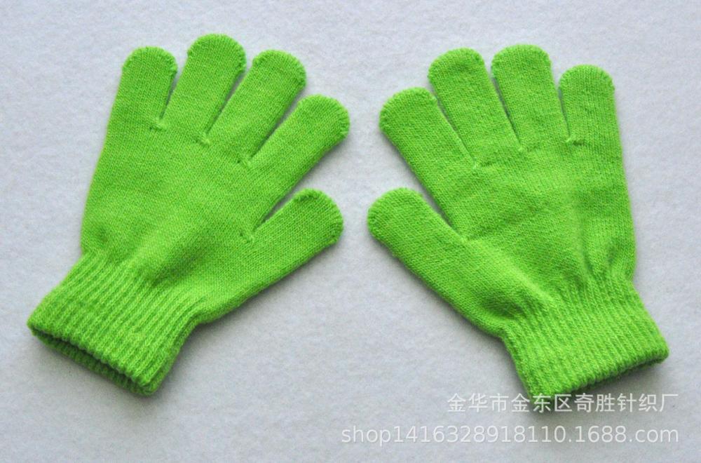 Candy Solid Color Winter Kids Gloves Mittens Children Girls Boys Student Writing Keep Warm Finger Gloves For 7-11 Years Old: green