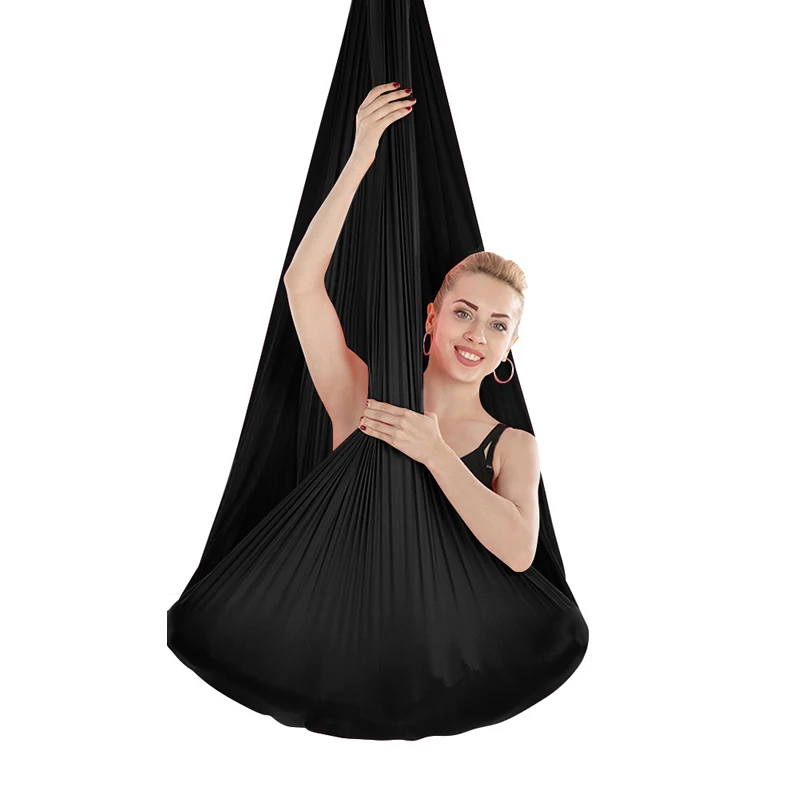 5*2.8m High Strength Aerial Silk Yoga Swing Hammock Anti-Gravity Flying Inversion Yoga Belts for GYM Home Exercise Fitness: black