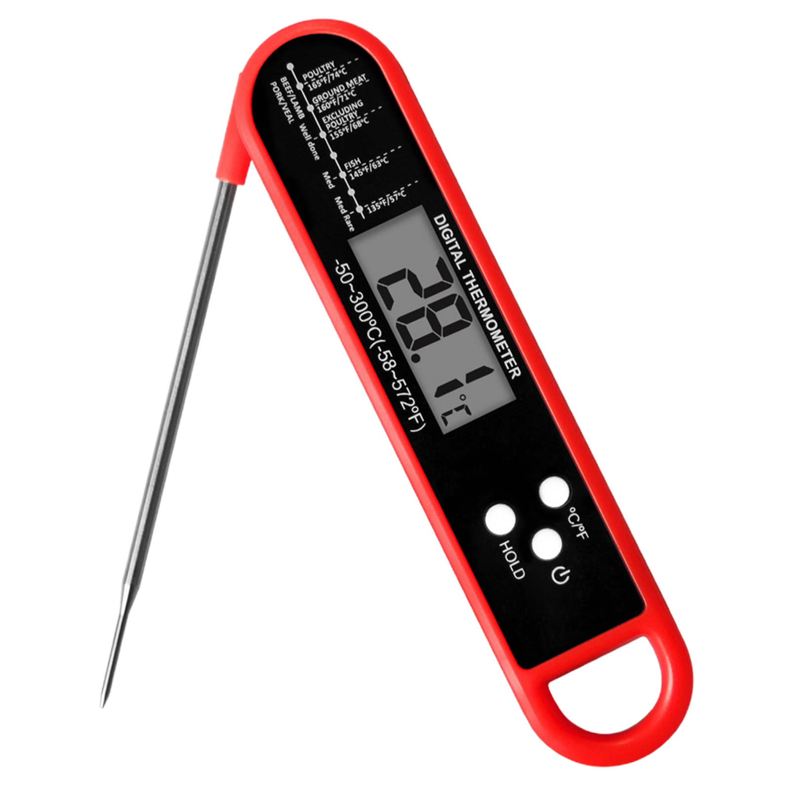 Digitales Lebensmittelthermometer, Grill, Kochen, Fleisch, Messthermometer, Heißwasserthermometer mit Sonde, Küchenwerkzeug: Blau
